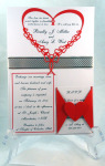 Die Cut Red Heart Hearts Mini RSVP Card Gold Dot Ribbon