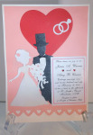 Heart Red Silhouette Couple On Pink With Rings