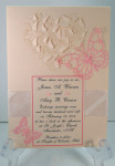 Pink Butterflies On Ivory Die Cut With Printed Ribbon